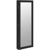 vidaXL Armoire à bijoux avec miroir et éclairage LED mural noir
