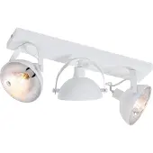 QAZQA Plafonnier industriel blanc avec argent 3 lumières réglables - Magnax