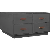 vidaXL Table basse Gris 80x80x45 cm Pin massif