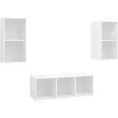 vidaXL Set d'étagères "Prinzhöfte" 3 pièces en aggloméré blanc. Dimensions (L/H/P) 107x37x37 cm