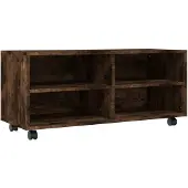 vidaXL Armoire TV à roulettes chêne fumé 90x35x35 cm Bois composite