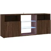 vidaXL Armoire TV avec lampes LED brun aspect chêne 120x30x50 cm