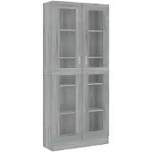 vidaXL Armoire à vitrine Sonoma gris 82,5x30,5x185cm Bois ingénierie