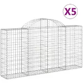 vidaXL Gabions avec arc surélevé 5 pcs. 200x30x100/120cm Fer galvanisé