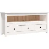 vidaXL Armoire TV blanche 114x35x52 cm Pin massif
