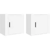 vidaXL Tables de chevet murales 2 pcs Blanc 50x30x47 cm