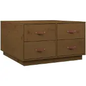 vidaXL Table basse marron miel 80x80x45 cm pin massif