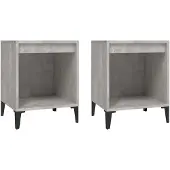 vidaXL Tables de chevet 2 pcs Gris béton 40x35x50 cm