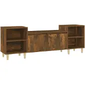 vidaXL Armoire TV chêne fumé 160x35x55 cm bois composite