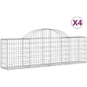 vidaXL Gabions avec arc surélevé 4 pcs. 200x30x60/80 cm Fer galvanisé