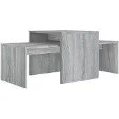 vidaXL Ensemble de tables basses Gris Sonoma 100x48x40 cm Bois composite