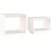 vidaXL Tables gigognes 2 pcs. Blanc Pin massif