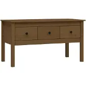 vidaXL Table basse marron miel 102x49x55 cm pin massif