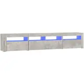vidaXL Armoire TV avec lampes LED gris béton 210x35x40 cm