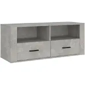 vidaXL Armoire TV gris béton 100x35x40 cm Bois composite