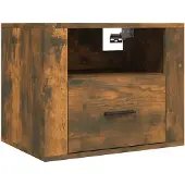vidaXL Table de chevet murale Chêne fumé 50x36x40 cm