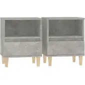 vidaXL Tables de chevet 2 pcs Gris béton 40x35x50 cm