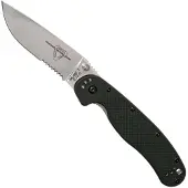 Ontario Couteau pliant RAT-1, noir/satin, lame à dents