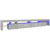 vidaXL Armoire TV avec lampes LED gris béton 290x36,5x40 cm