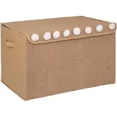 Atmosphera Coffre de Rangement en Jute Marron Caramel avec Pompons