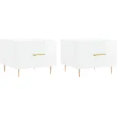 vidaXL Tables basses 2 pcs. Blanc brillant 50x50x40 cm Bois composite