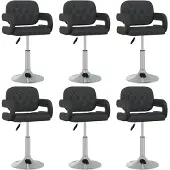 vidaXL Chaise de salle à manger 6 pcs. Pivotantes Noir Similicuir