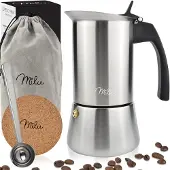 MILU Bouilloire à espresso, Cafetière moka, Argent