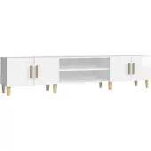 vidaXL Armoire TV blanc brillant 180x31,5x40 cm Bois composite