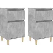 vidaXL Tables de chevet 2 pcs gris béton 40x35x70 cm