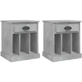 vidaXL Tables de chevet 2 pcs gris béton 43x36x50 cm