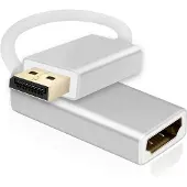 Helos Adaptateur DisplayPort vers HDMI femelle (HDMI, 10 cm), Adaptateur données + vidéo, Blanc