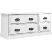 vidaXL Armoire TV blanc brillant 100x35,5x45 cm Bois composite