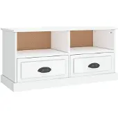 vidaXL Armoire TV blanc brillant 93x35,5x45 cm Bois composite