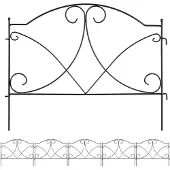 Relaxdays Clôture de parterre , H x L : 43 x 55 cm, 6 éléments, bordure de parterre à enfoncer, métal, style vintage, noir
