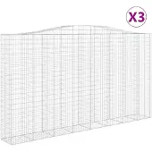 vidaXL Gabions avec arc surélevé 3 pcs. 400x50x220/240cm Fer galvanisé