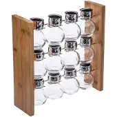 Secret De Gourmet Porte-épices Bambou 12 BOCAUX EN VERRE