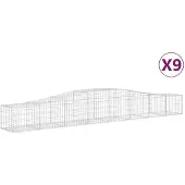 vidaXL Gabions avec arc surélevé 9 pcs. 400x50x40/60cm Fer galvanisé