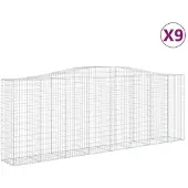 vidaXL Gabions avec arc surélevé 9 pcs. 400x50x140/160cm Fer galvanisé