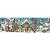 Sonstige Verlage Calendrier de l'Avent panoramique « Hiver dans la forêt » avec motif de crèche