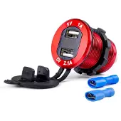 Amio Chargeur USB étanche 12V/24V avec testeur de tension pour véhicules MOD-11