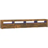 vidaXL Armoire TV avec lampes LED chêne fumé 240x35x40 cm