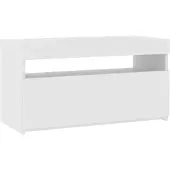 vidaXL Armoire TV avec lampes LED blanc brillant 75x35x40 cm