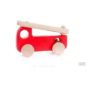 Bajo Camion de pompier en bois avec cloche d'alarme - Voiture jouet 15 cm