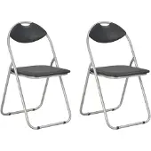 vidaXL Chaise de salle à manger pliante 2 pcs. noir similicuir