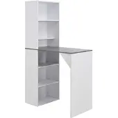 vidaXL Table de bar avec armoire blanc 115x59x200 cm