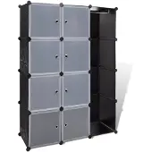 vidaXL Armoire modulaire avec 9 compartiments 109x36,5x143cm noir et blanc