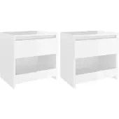vidaXL Tables de chevet 2pcs Blanc brillant 40x30x39cm Bois ingénierie
