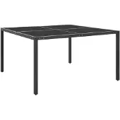 vidaXL Table de jardin anthracite 130x130x72 cm Acier et verre