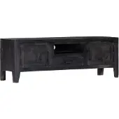 vidaXL Meuble TV Noir 118x30x40 cm Bois de manguier massif 247985