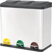 vidaXL Poubelle à pédale recyclée en acier inoxydable 54 L